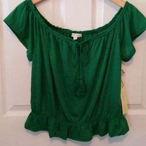 Paper + Tee green boho top